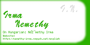 irma nemethy business card